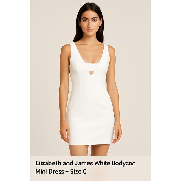 ELIZABETH AND JAMES White Bodycon Mini Dress Size 0 - Picture 1 of 6